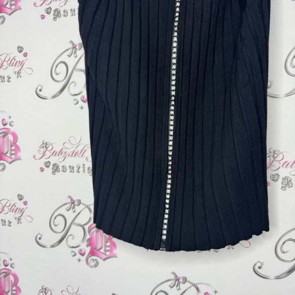 Belldini vest rhinestone bling zipper zip up diamonds ribbed tank top cardigan - Picture 3 of 7